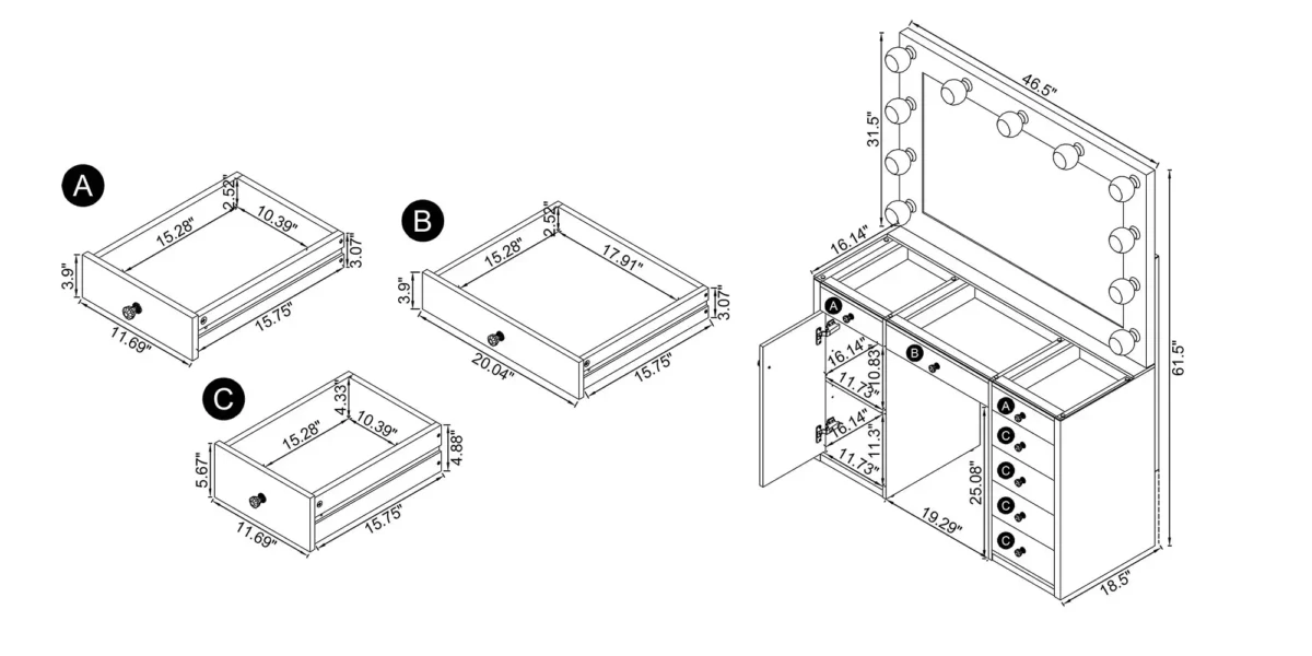 Acena Vanity Table & Mirror - Image 6