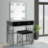 Margo Vanity Table with Power, Mirror, Stool & Light