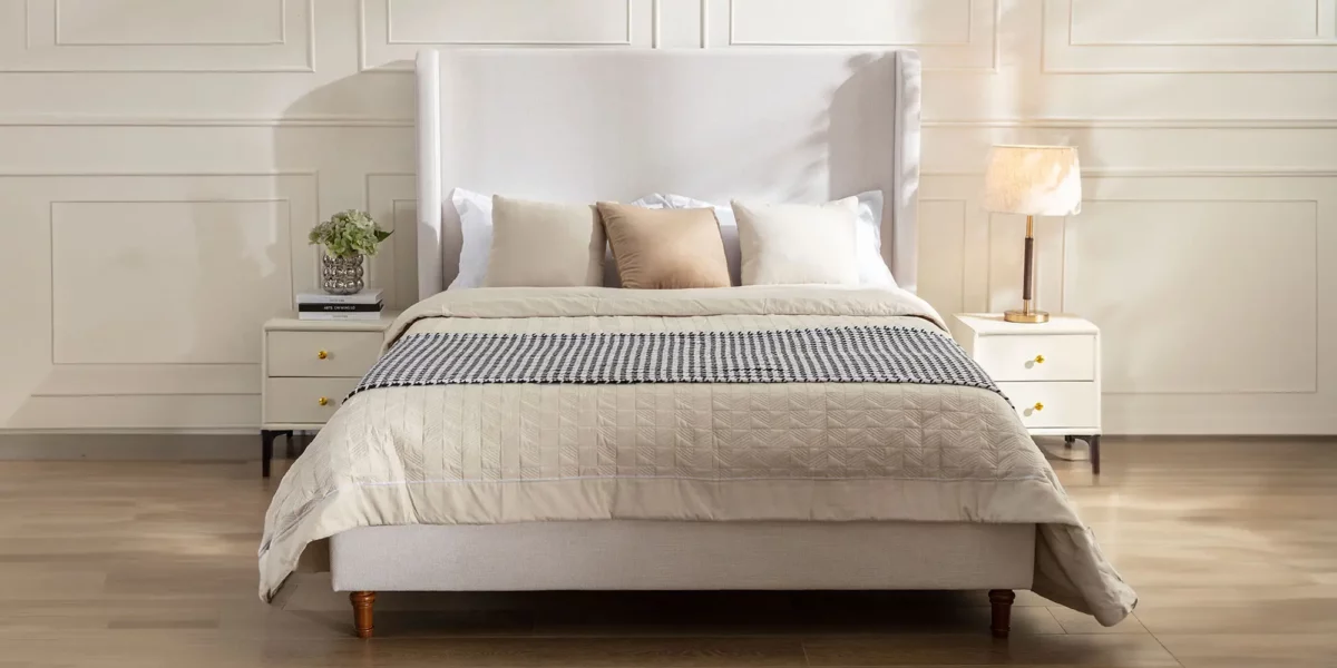 Harper Upholstered Platform Bed 54" High Headboard