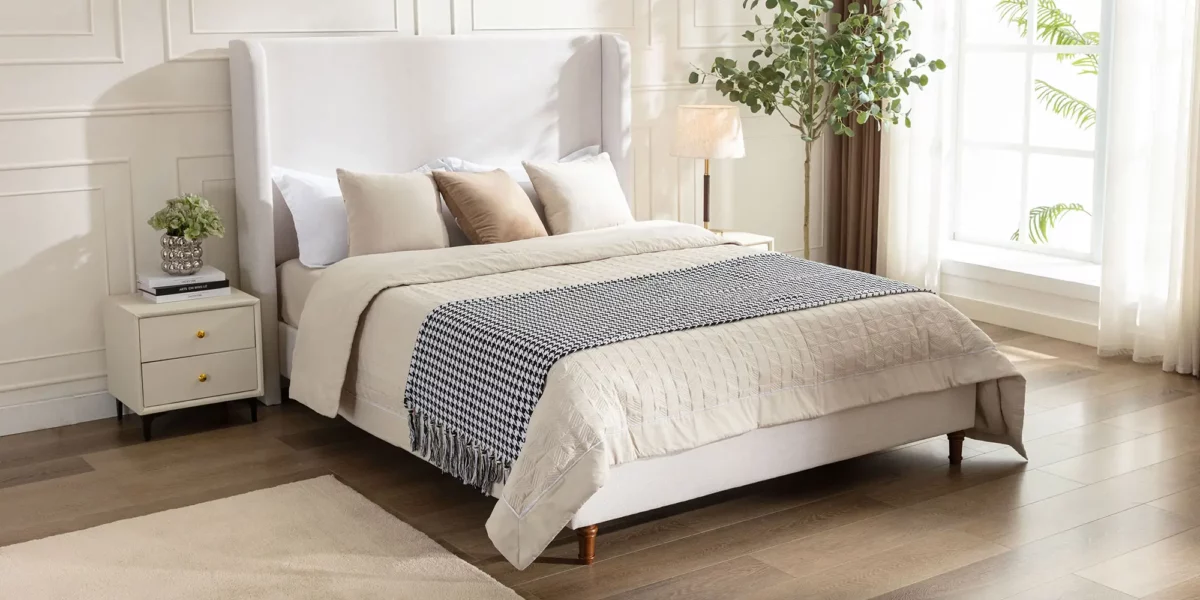 Harper Upholstered Platform Bed 54" High Headboard - Image 2