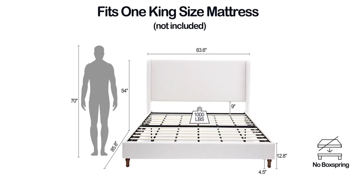 Harper Upholstered Platform Bed 54" High Headboard - Image 7