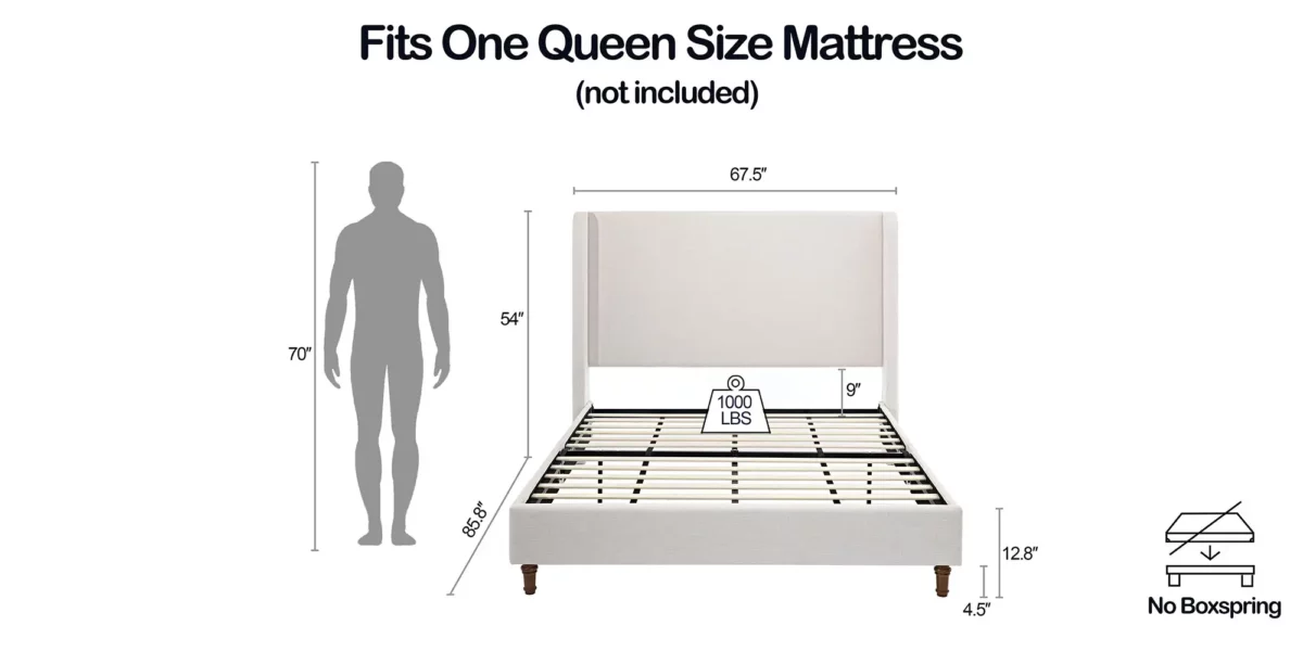 Harper Upholstered Platform Bed 54" High Headboard - Image 8