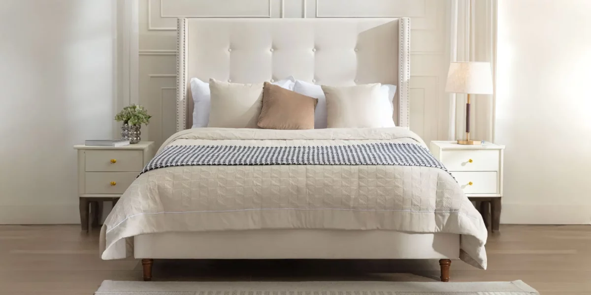 Peyton Upholstered Platform Bed 54" High Headboard