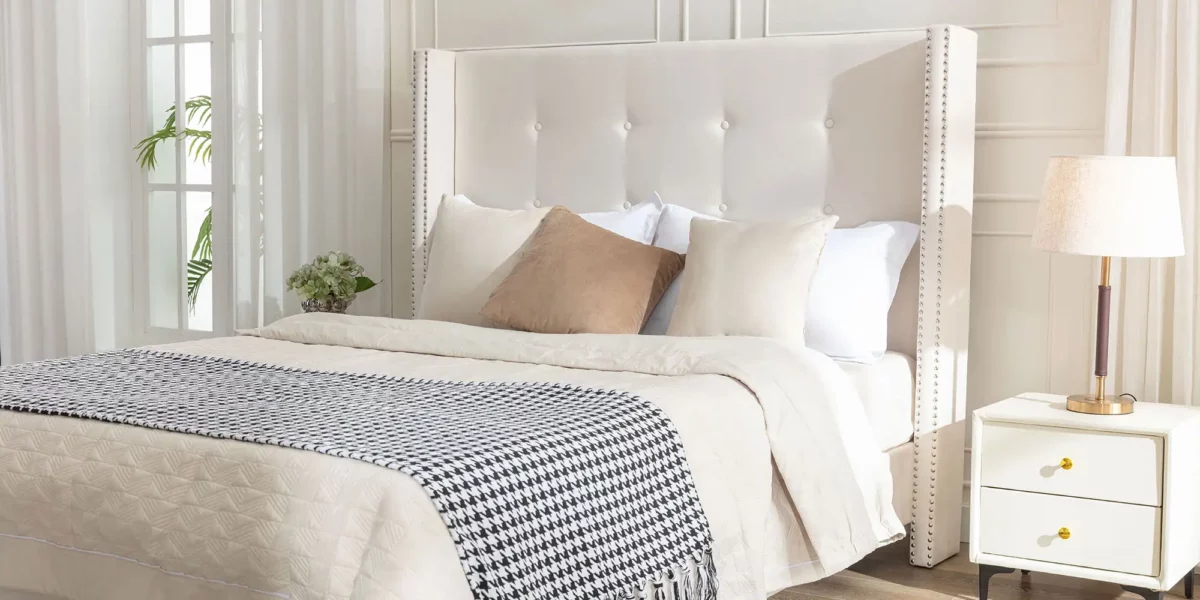 Peyton Upholstered Platform Bed 54" High Headboard - Image 3