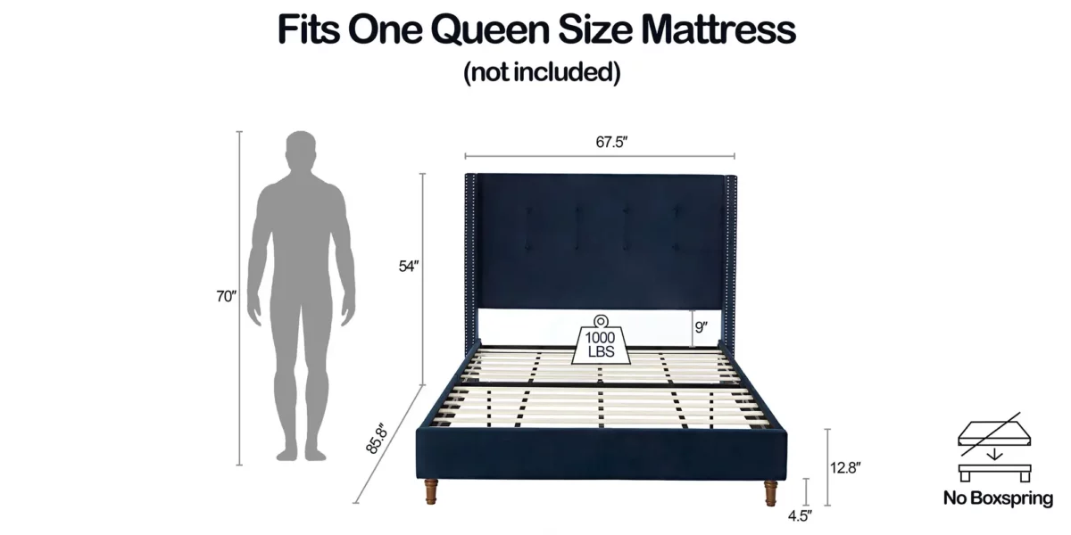 Peyton Upholstered Platform Bed 54" High Headboard - Image 8