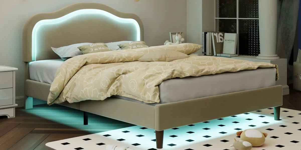 Alicia Velvet Upholstered Bed with Smart LED - Image 3