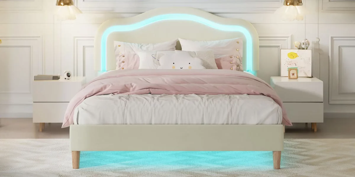 Alicia Velvet Upholstered Bed with Smart LED - Image 14