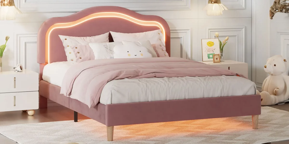 Alicia Velvet Upholstered Bed with Smart LED - Image 15