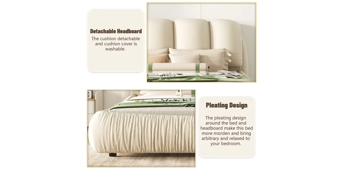 Beverly Hills Luxury Upholstered Bed With Padded Backrest - Image 8