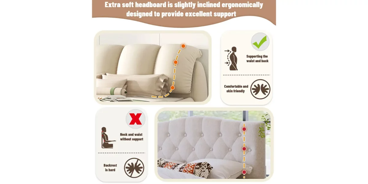 Beverly Hills Luxury Upholstered Bed With Padded Backrest - Image 10