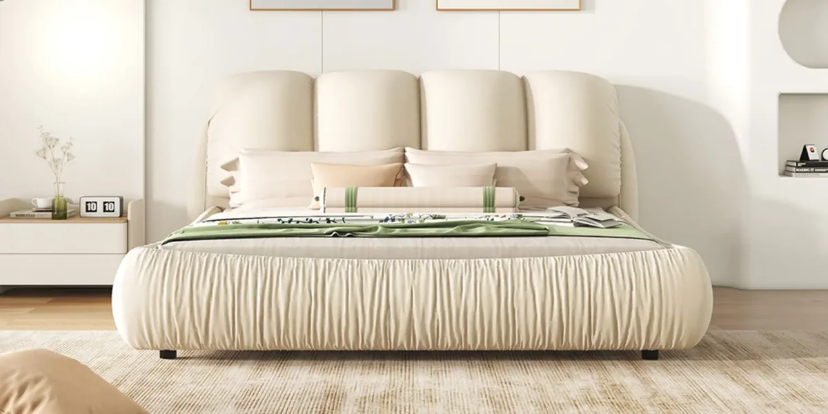 Beverly Hills Luxury Upholstered Bed With Padded Backrest