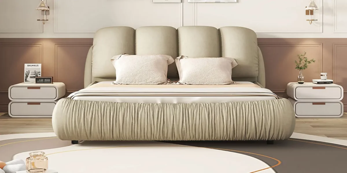 Beverly Hills Luxury Upholstered Bed With Padded Backrest - Image 3