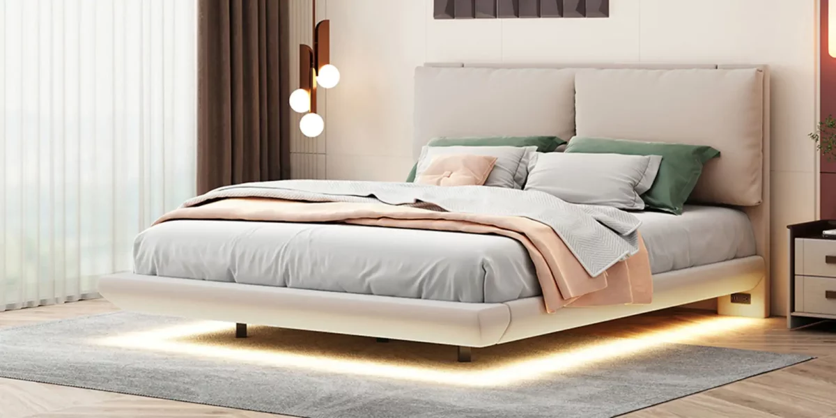 Cardi Upholsted Platform Bed with Sensor Lights - Image 2