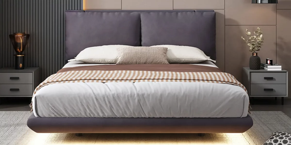 Cardi Upholsted Platform Bed with Sensor Lights - Image 3