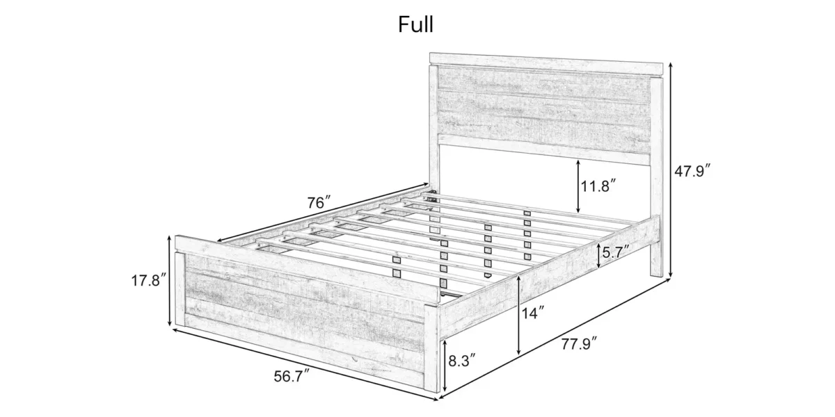 Carson Farmhouse Platform Bedroom set with 2 Nightstands - Image 5