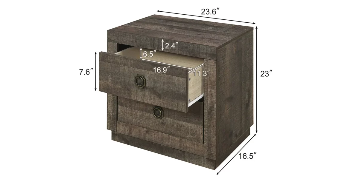Carson Farmhouse Platform Bedroom set with 2 Nightstands - Image 8