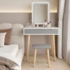 Julia Vanity With Adjustable Brightness Mirror and Cushioned Stool
