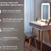 Julia Vanity With Adjustable Brightness Mirror and Cushioned Stool - Image 6