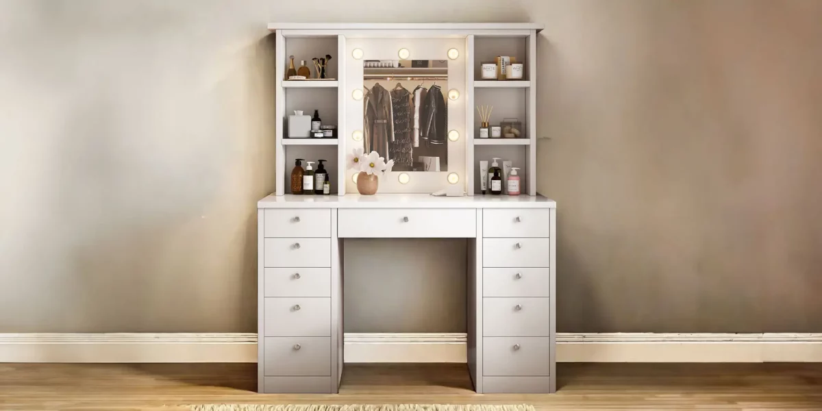 Kara Vanity Desk with LED Lighted Mirror - Image 2