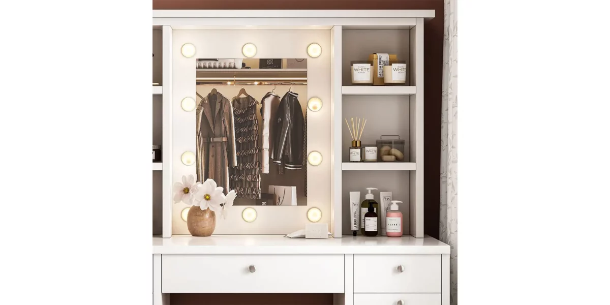 Kara Vanity Desk with LED Lighted Mirror - Image 3