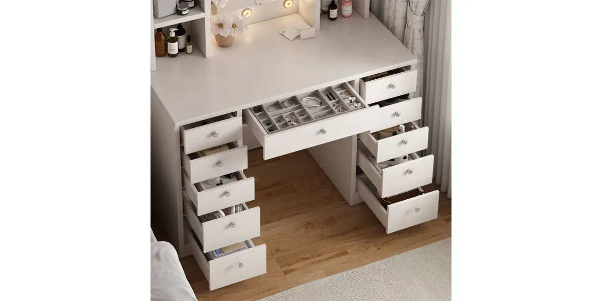 Kara Vanity Desk with LED Lighted Mirror - Image 4