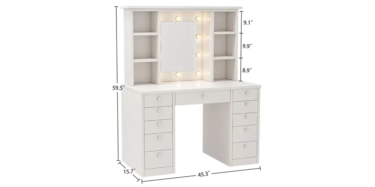 Kara Vanity Desk with LED Lighted Mirror - Image 5