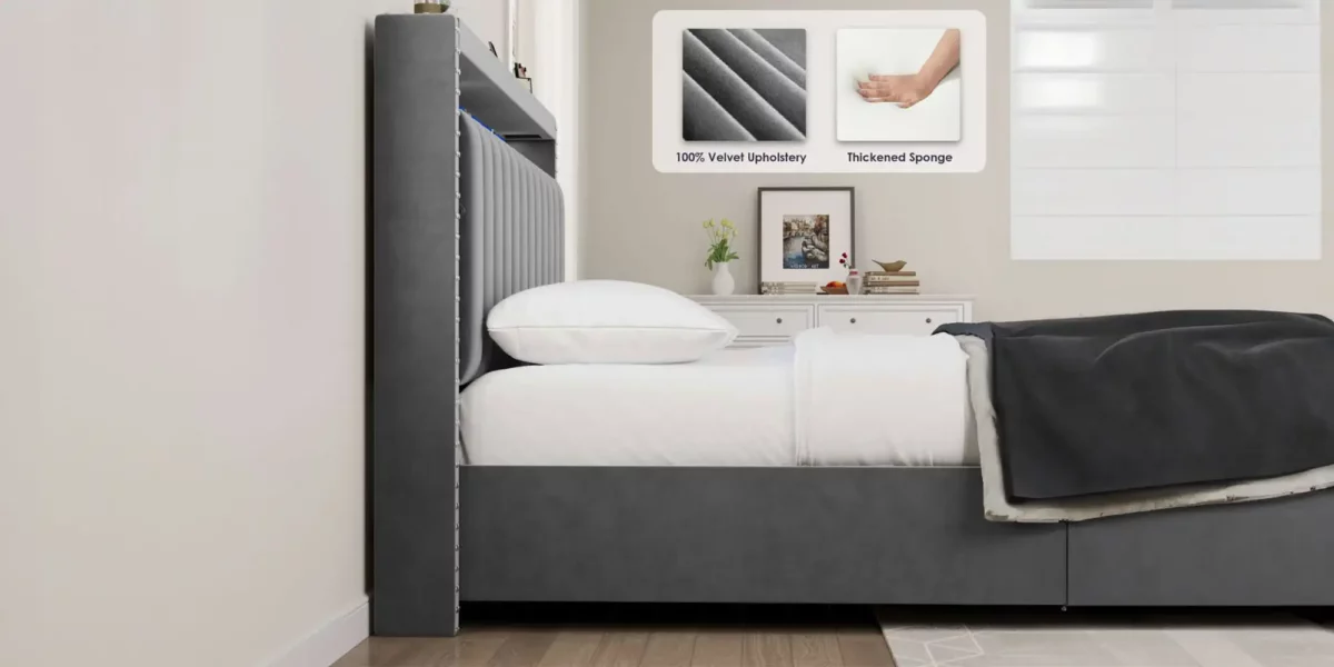 Parry Lift Storage Platform Bed With LED Lights - Image 3