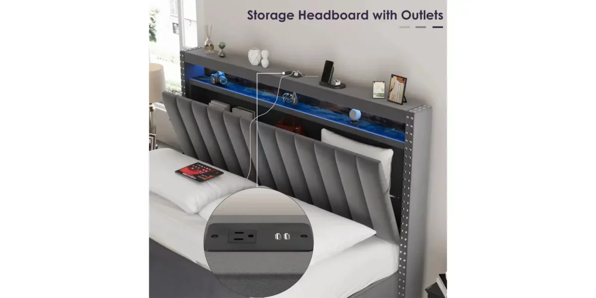 Parry Lift Storage Platform Bed With LED Lights - Image 4