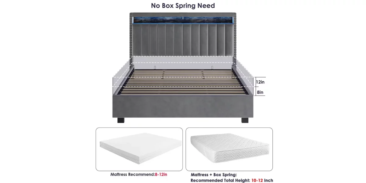 Parry Lift Storage Platform Bed With LED Lights - Image 5