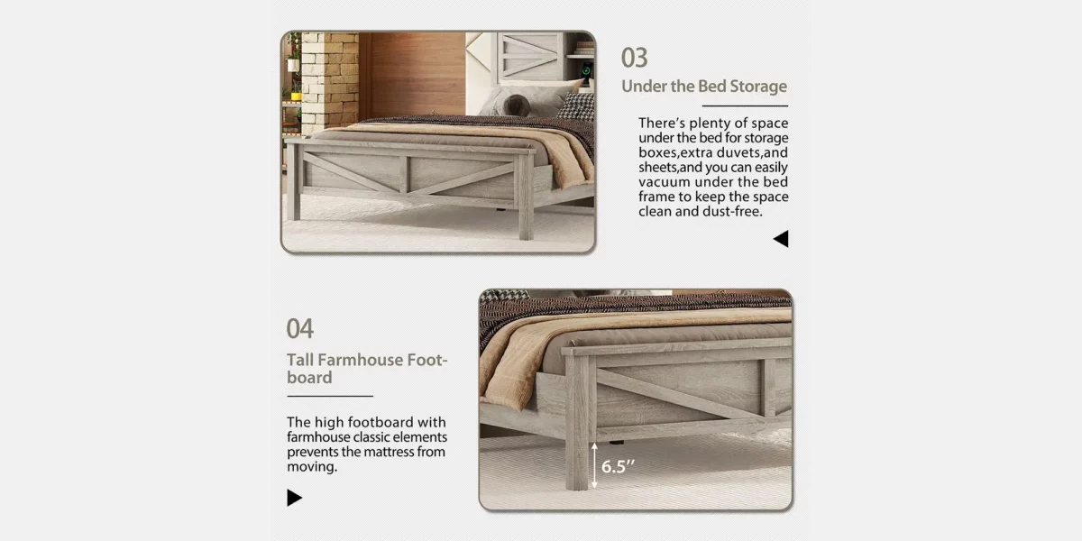 Ruston 3 Piece Bedroom Sets with Queen Size Platform Bed, Dresser, and Nighstand - Image 7