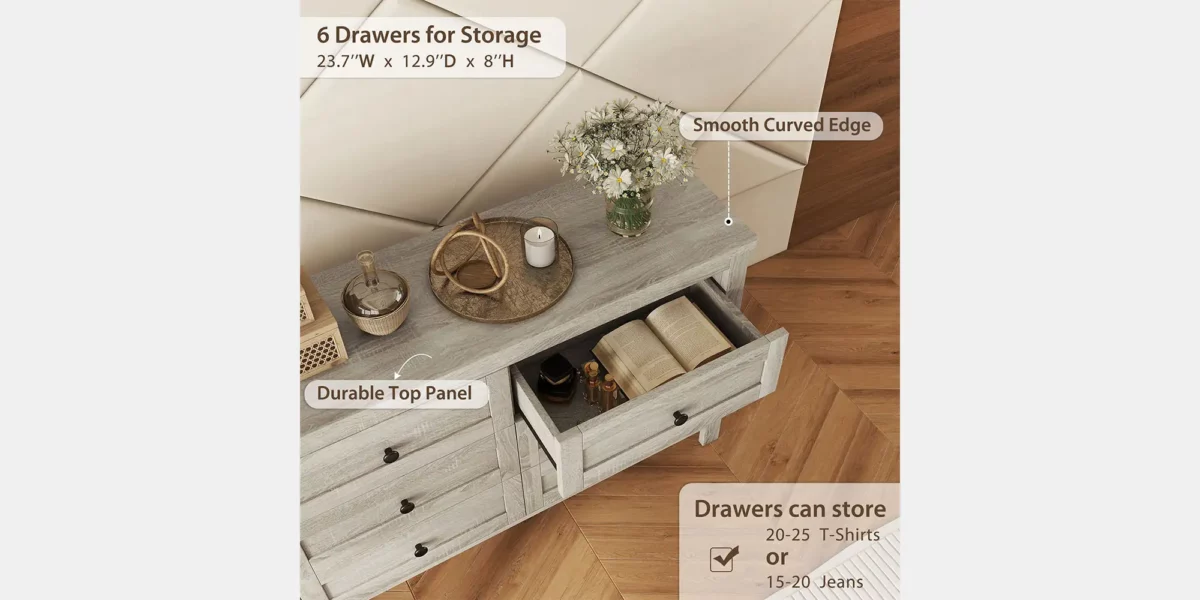 Ruston 3 Piece Bedroom Sets with Queen Size Platform Bed, Dresser, and Nighstand - Image 9