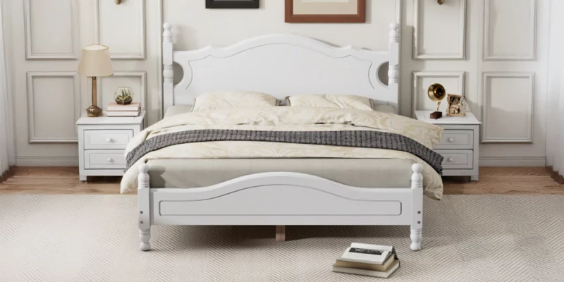 Onyx Retro Style Platform Bed (White)-01