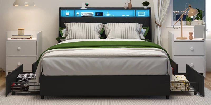Platform-Bed-with-Outlets,-Charger-LED-Light-Noise-Free-01